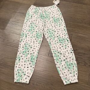 Nordstrom BP Jogger sweatpants‎ white/green alien/peace/love/fruit/flower NWT